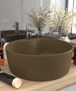 Lavandino Con Troppopieno Crema Opaco 36x13 Cm In Ceramica