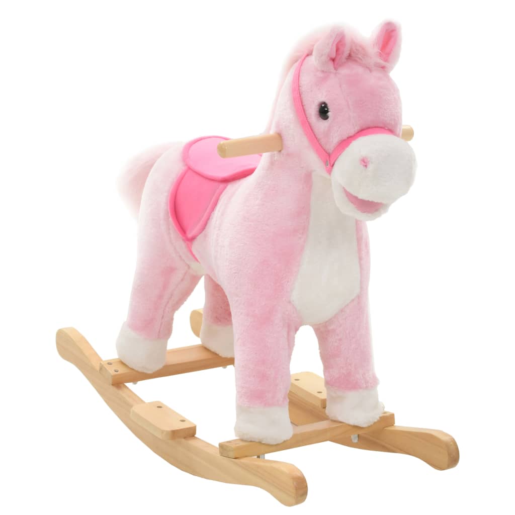 Cavallo A Dondolo In Peluche 65x32x58 Cm Rosa - Image 2