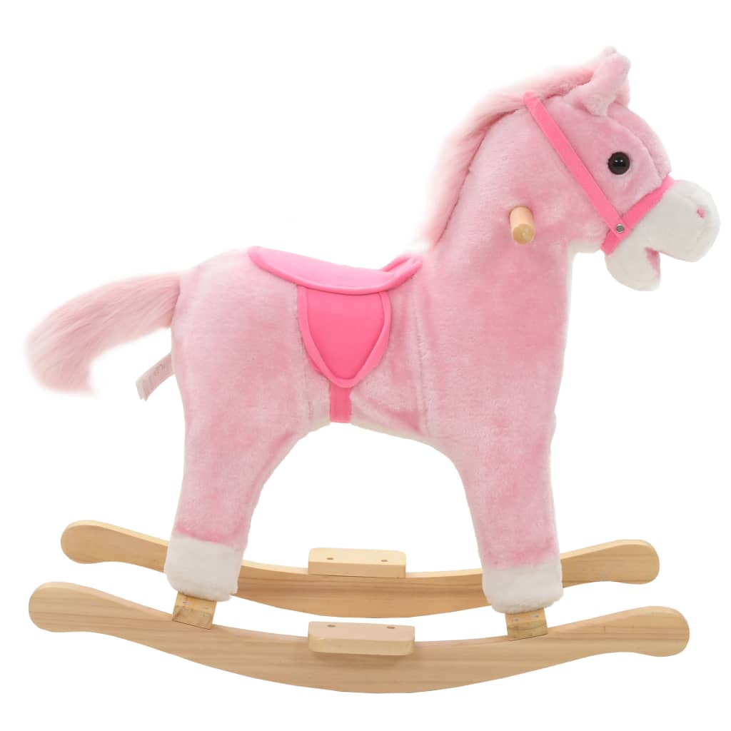 Cavallo A Dondolo In Peluche 65x32x58 Cm Rosa - Image 3