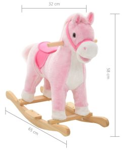 Cavallo A Dondolo In Peluche 65x32x58 Cm Rosa