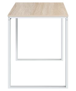 Scrivania Computer Bianca E Rovere 110x60x73 Legno Multistrato