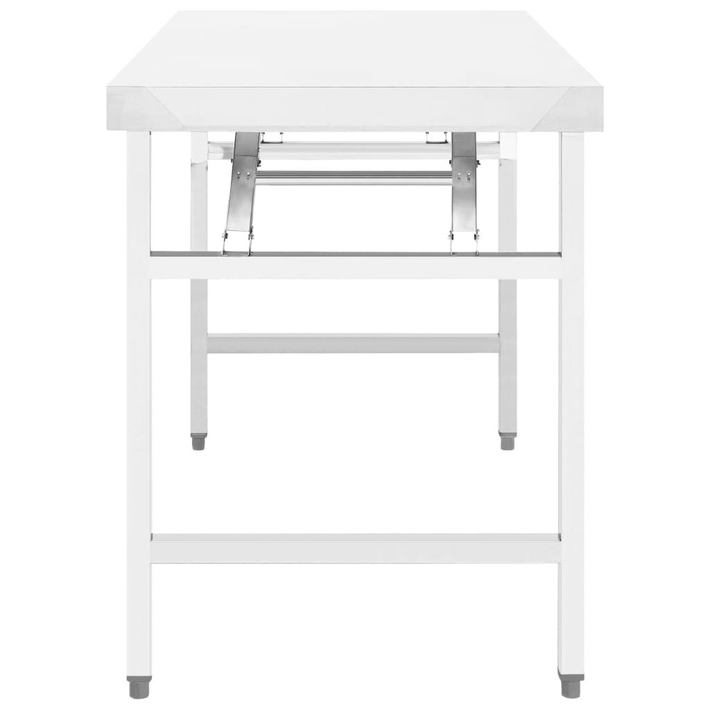 Tavolo Da Lavoro Cucina Pieghevole 85x60x80 Cm In Acciaio Inox