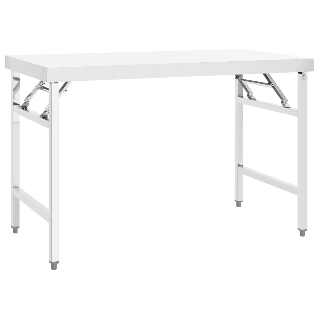 Tavolo Da Lavoro Cucina Pieghevole 120x60x80 Cm In Acciaio Inox