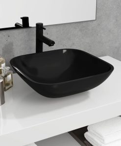 Lavandino In Vetro 42x42x14 Cm Nero