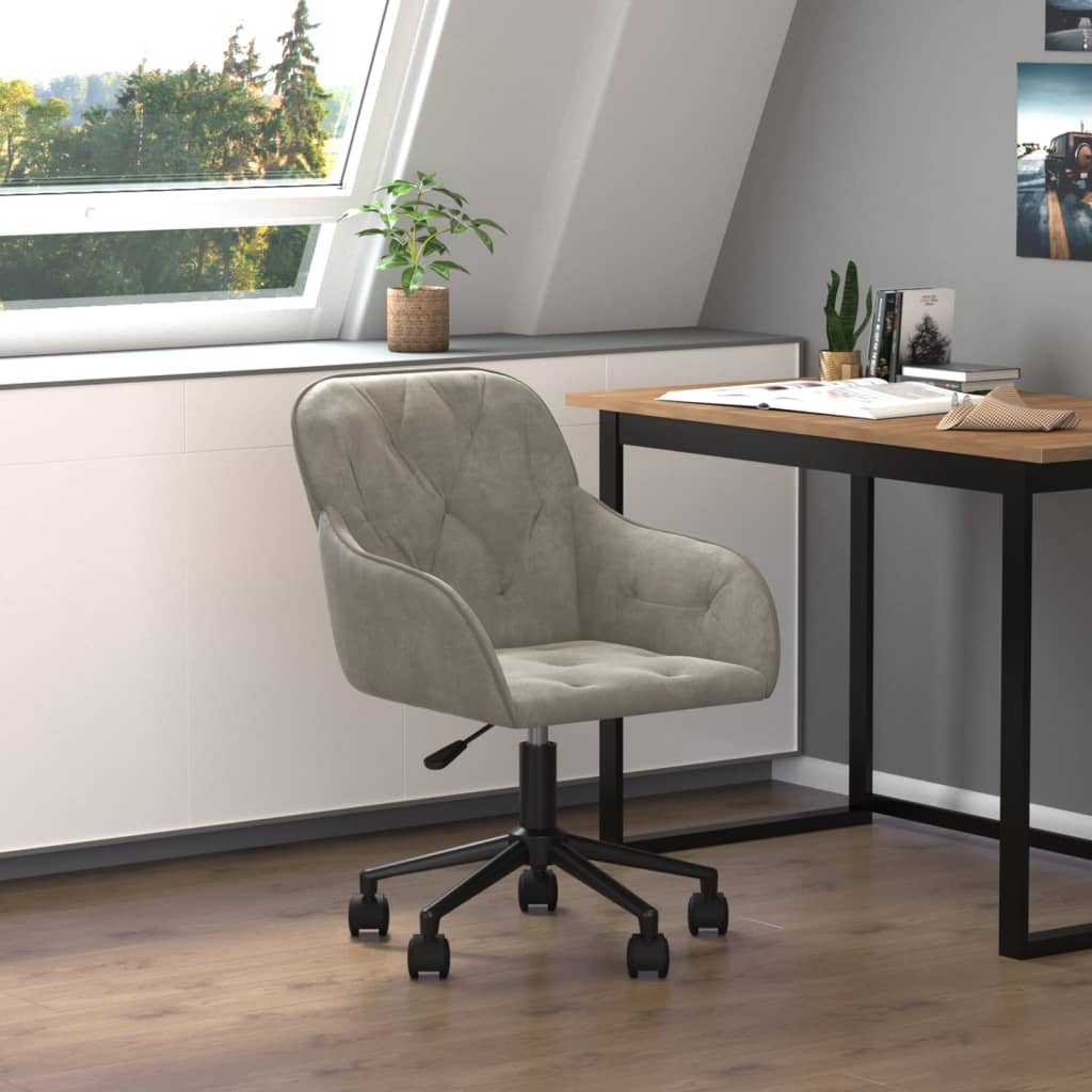 Sedia Da Ufficio Girevole In Velluto Grigio Chiaro