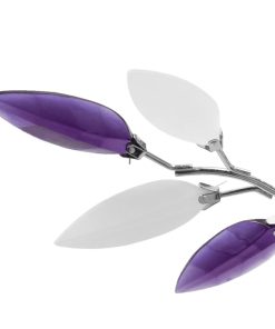Lampada Soffitto Foglie Bianco E Viola Cristallo Acrilico 3xe14