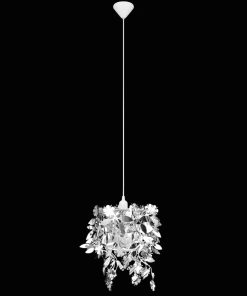 Lampadario Da Soffitto Foglie E Paillette 21,5 X 30 Cm Argento