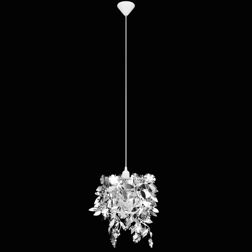 Lampadario Da Soffitto Foglie E Paillette 21,5 X 30 Cm Argento
