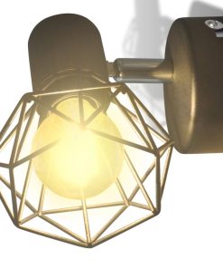Set 2 Applique Con Rete In Stile Industriale Nero Lampadina Led