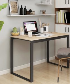 Scrivania Computer Nera E Rovere 110x60x73 Cm Legno Multistrato