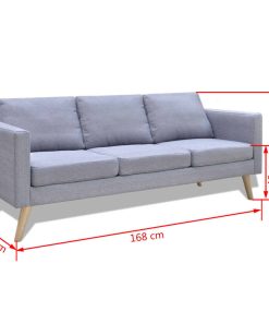 Divano A 3 Posti In Tessuto Grigio Chiaro