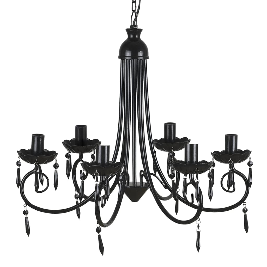 Lampada Da Soffitto Pendente Elegante Nera 6 Portalampade