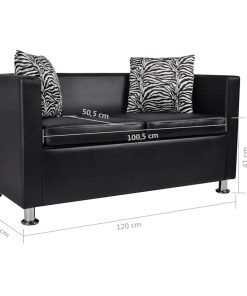 Divano A 2 Posti In Similpelle Nera