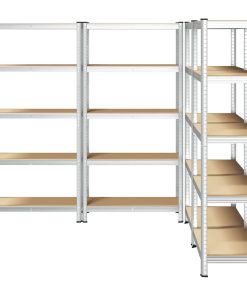 Scaffali Resistenti 5 Ripiani 4pz Argento Acciaio E Multistrato