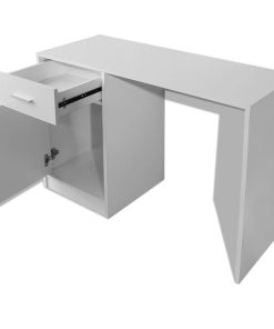 Scrivania Con Cassetto E Armadietto Bianca 100x40x73 cm