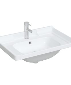 Lavandino Da Bagno Bianco 71x48x23 Cm Rettangolare In Ceramica