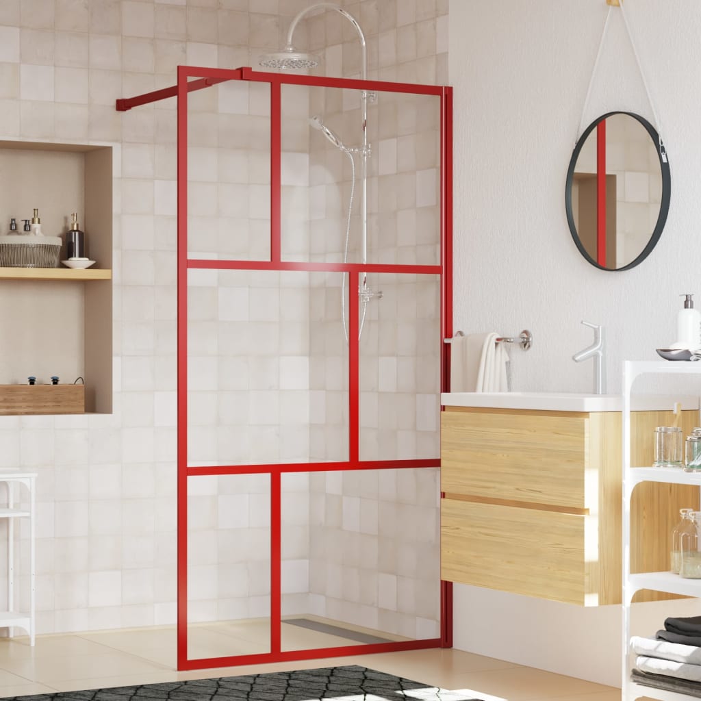 Parete Per Doccia WalK-In Vetro Trasparente Esg 115x195cm Rossa - Image 5
