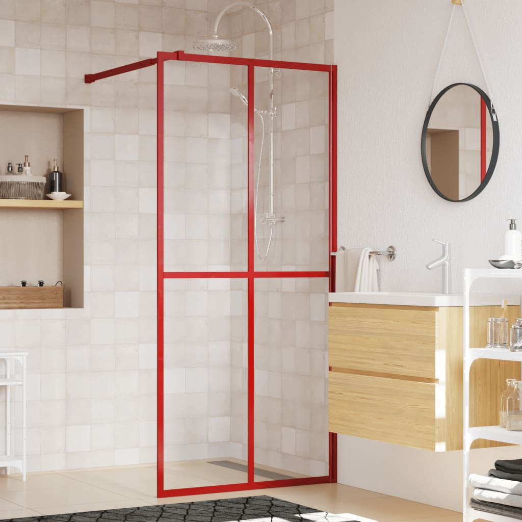 Parete Per Doccia WalK-In Vetro Trasparente Esg 100x195cm Rossa - Image 4