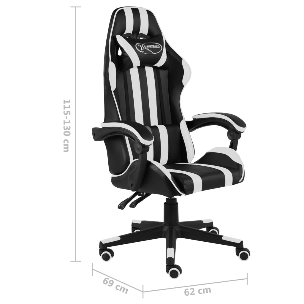 Sedia Da Gaming Nero E Bianco In Similpelle - Image 3