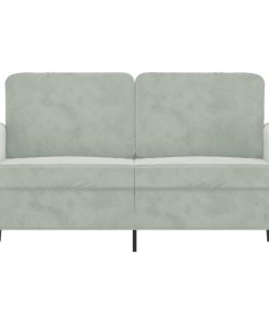 Divano A 2 Posti Grigio Chiaro 120 Cm In Velluto