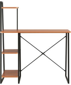 Scrivania Con Mensole Nera E Marrone 102x50x117 cm