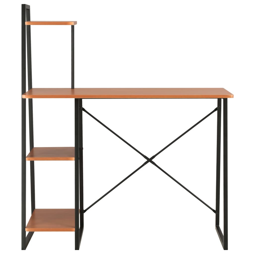 Scrivania Con Mensole Nera E Marrone 102x50x117 cm
