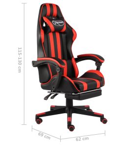 Sedia Da Gaming Con Poggiapiedi Nero E Rosso In Similpelle