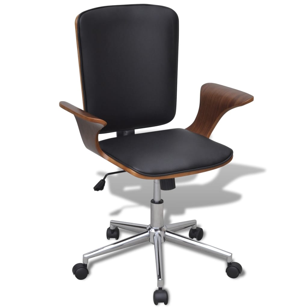 Sedia Da Ufficio Girevole In Legno Curvato E Similpelle
