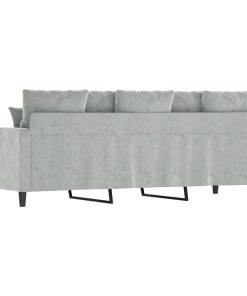 Divano A 3 Posti Grigio Chiaro 180 Cm In Velluto