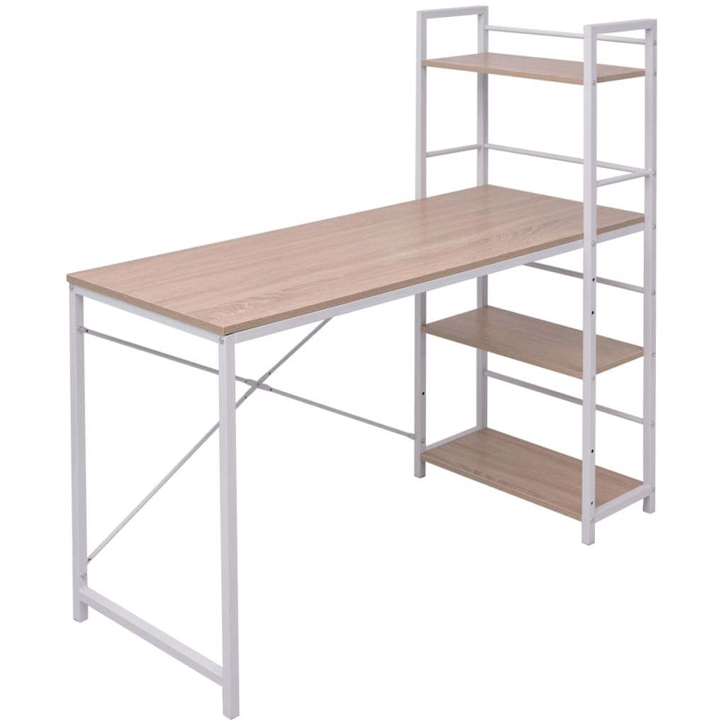 Scrivania Con Libreria A 4 Livelli Rovere