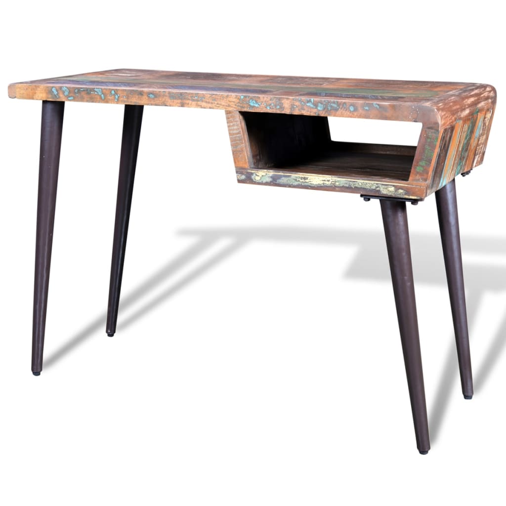 Scrivania In Legno Di Recupero Con Gambe In Ferro - Image 4