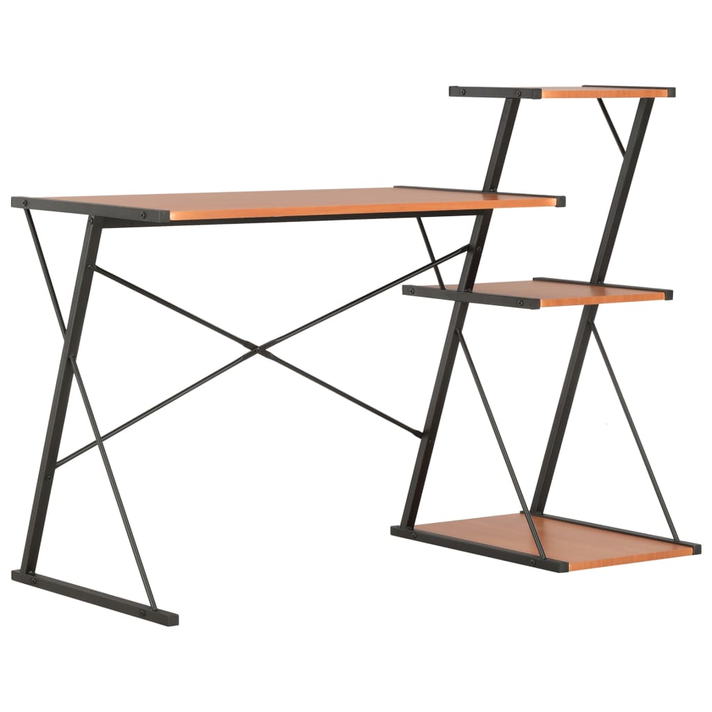 Scrivania Con Ripiano Nera E Marrone 116x50x93 cm
