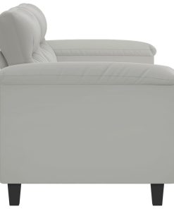 Divano A 2 Posti Grigio Chiaro 140 Cm In Tessuto Microfibra