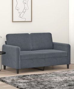 Divano A 2 Posti Grigio Scuro 120 Cm In Velluto