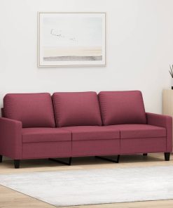Divano A 3 Posti Rosso Vino 180 Cm In Tessuto