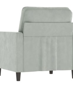 Poltrona Grigio Chiaro 60 Cm Velluto