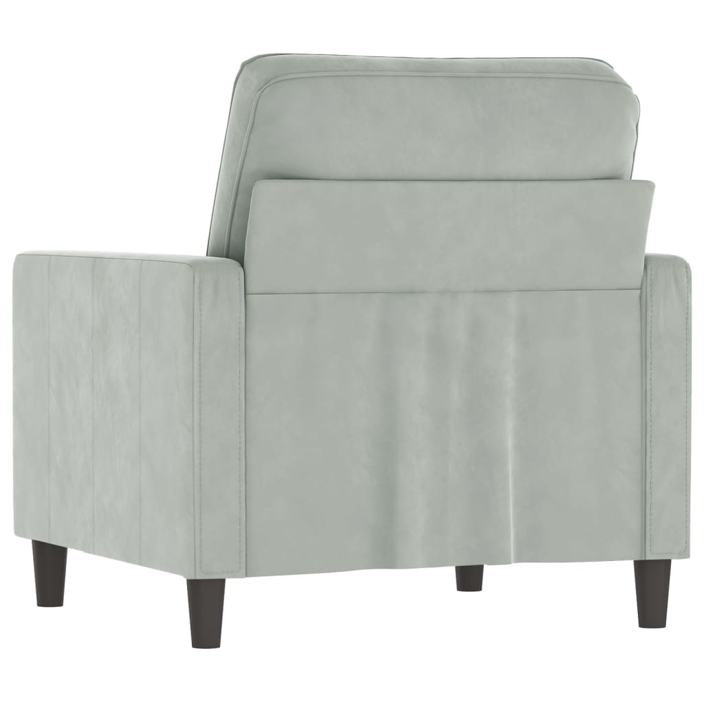 Poltrona Grigio Chiaro 60 Cm Velluto