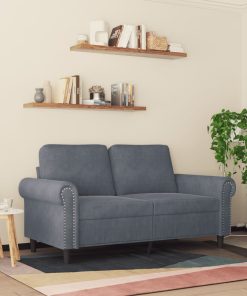 Divano A 2 Posti Grigio Scuro 120 Cm In Velluto