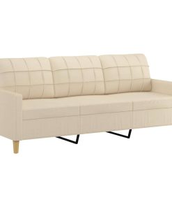 Divano A 3 Posti Crema 180 Cm In Tessuto