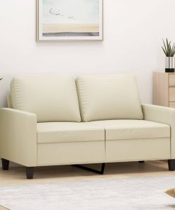 Divano A 2 Posti Crema 120 Cm In Similpelle