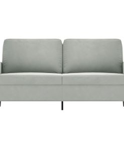 Divano A 2 Posti Grigio Chiaro 140 Cm In Velluto