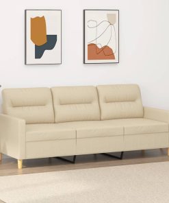 Divano A 3 Posti Crema 180 Cm In Tessuto