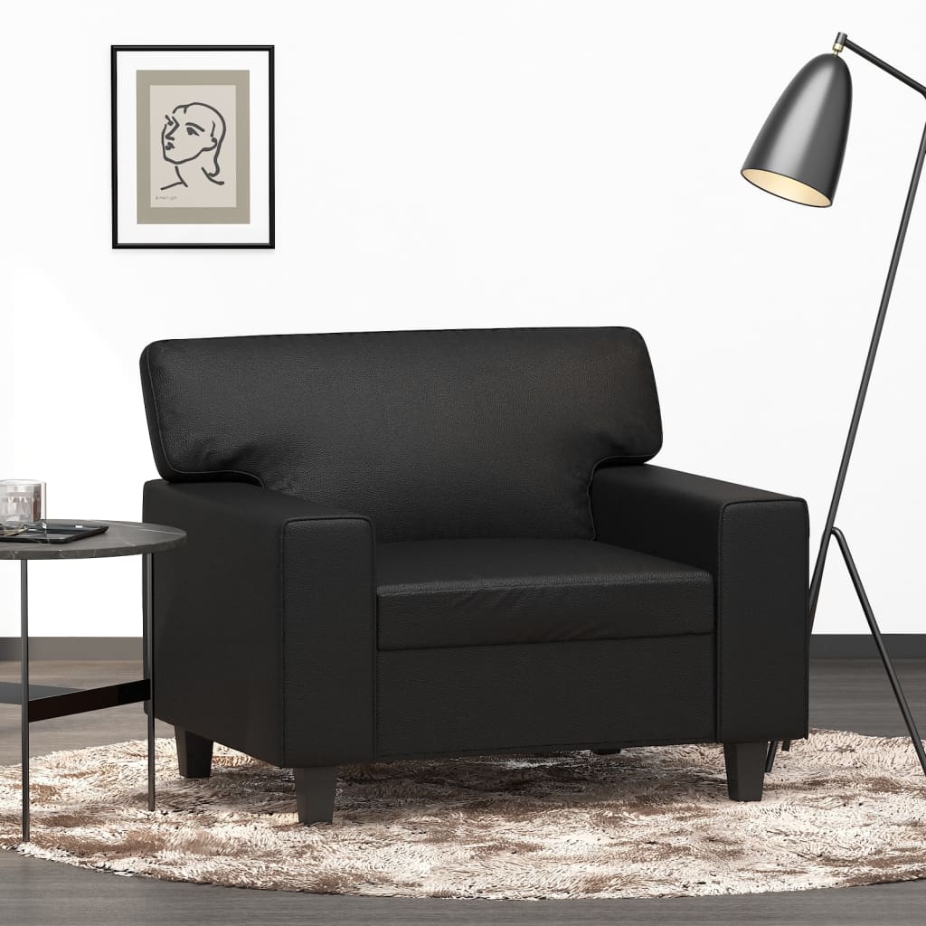 Poltrona Nera 60 Cm In Similpelle - Image 4