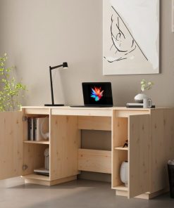 Scrivania 140x50x75 Cm In Legno Massello Di Pino