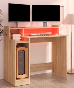 Scrivania Con Luci Led Rovere Sonoma 97x45x90 Cm In Multistrato