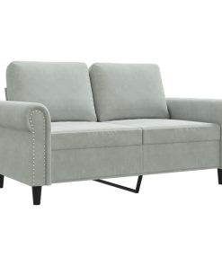 Divano A 2 Posti Grigio Chiaro 120 Cm In Velluto