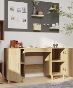 Scrivania Rovere Sonoma 140x50x75 Cm In Legno Multistrato