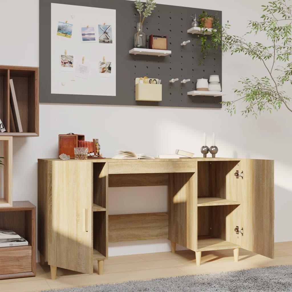 Scrivania Rovere Sonoma 140x50x75 Cm In Legno Multistrato