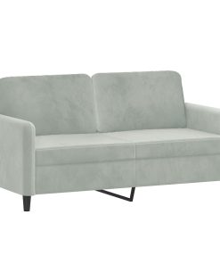 Divano A 2 Posti Grigio Chiaro 140 Cm In Velluto