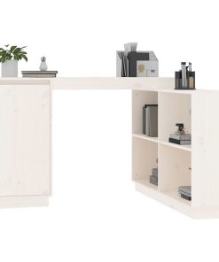 Scrivania Bianca 110x50x75 Cm In Legno Massello Di Pino